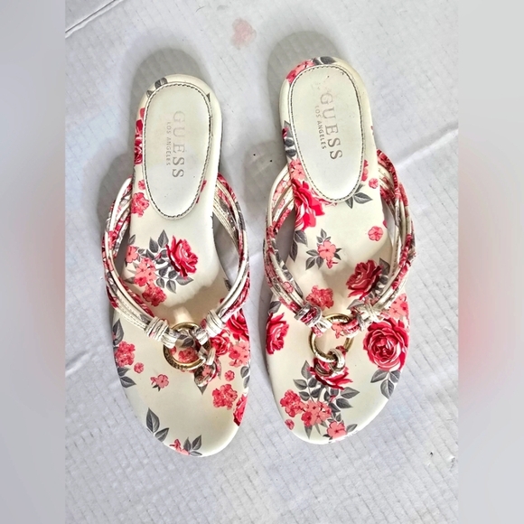 Guess Shoes - Guess Floral Sandals with Red and Gray Design Size 8